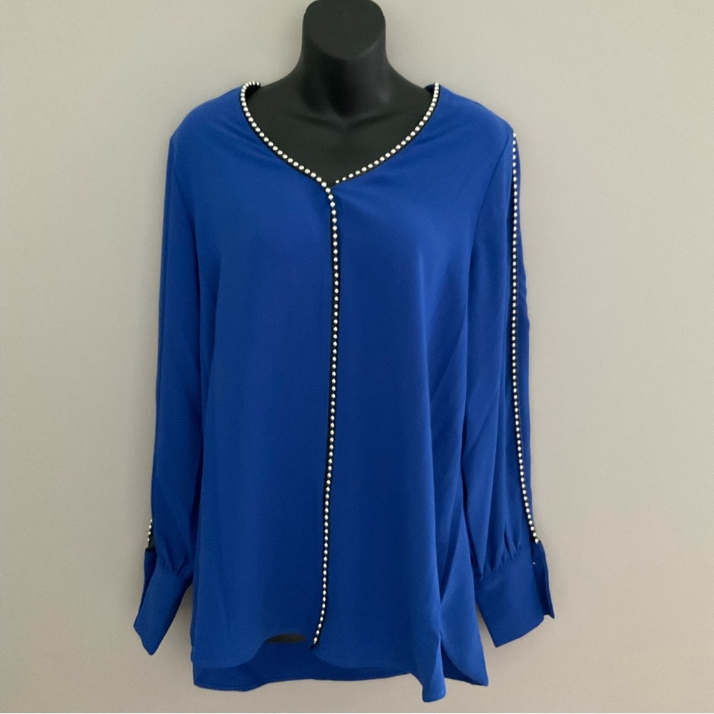 Alberto Makali, size L, cobalt blue long-sleeve top, NWT - Picture 1 of 9